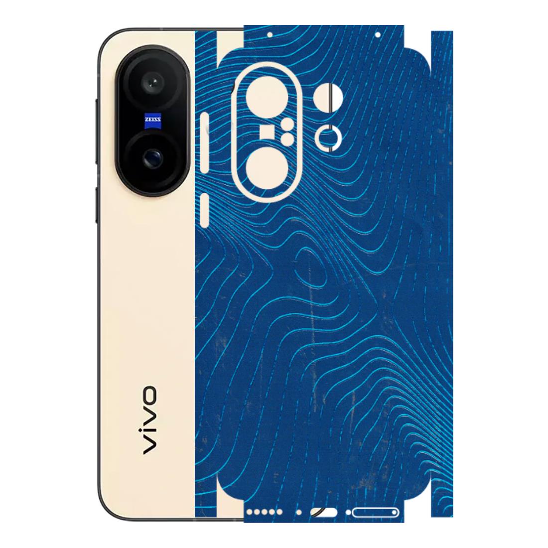 VIVO Z/V/X/T/U/S Series Phone Skins (All Models) - Abstract Blue Line Map - 3D Embossed Finish (L-272) Vivo X200 FE