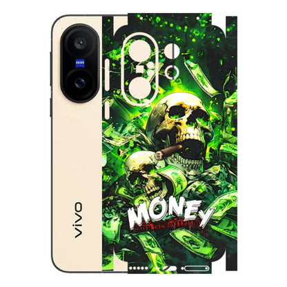 VIVO Z/V/X/T/U/S Series Phone Skins (All Models) - Skull Money - 3D Embossed Finish (L-303) Vivo X200 FE