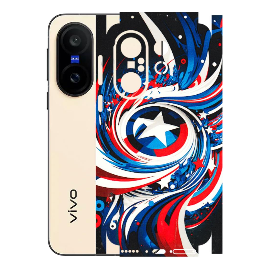 VIVO Z/V/X/T/U/S Series Phone Skins (All Models) - Captain America Logo - 3D Embossed Finish (L-307) Vivo X200 FE