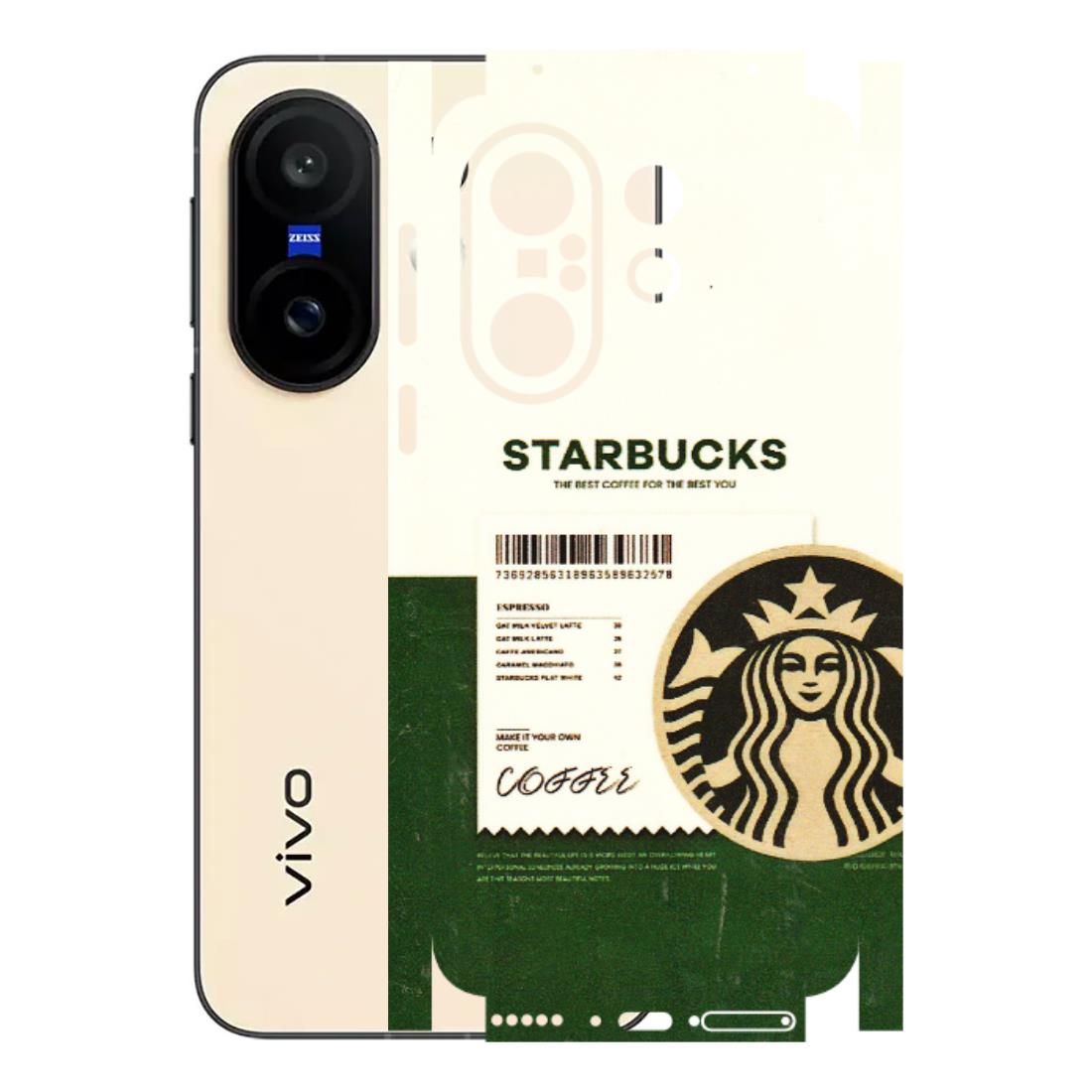 VIVO Z/V/X/T/U/S Series Phone Skins (All Models) - Starbucks Barcode - 3D Embossed Finish (L-308) Vivo X200 FE