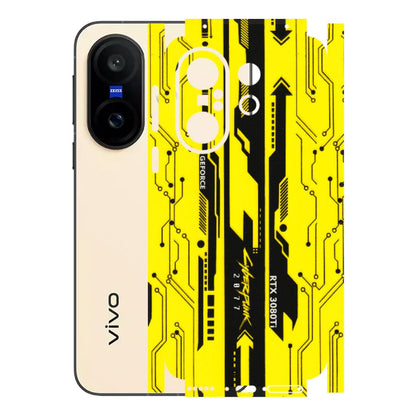 VIVO Z/V/X/T/U/S Series Phone Skins (All Models) - Yellow Cyberpunk - 3D Embossed Finish (L-93) Vivo X200 FE