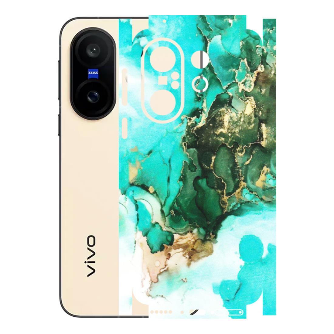 VIVO Z/V/X/T/U/S Series Phone Skins (All Models) - The Blue Gold Marble - Matte Finish (M-124) Vivo X200 FE