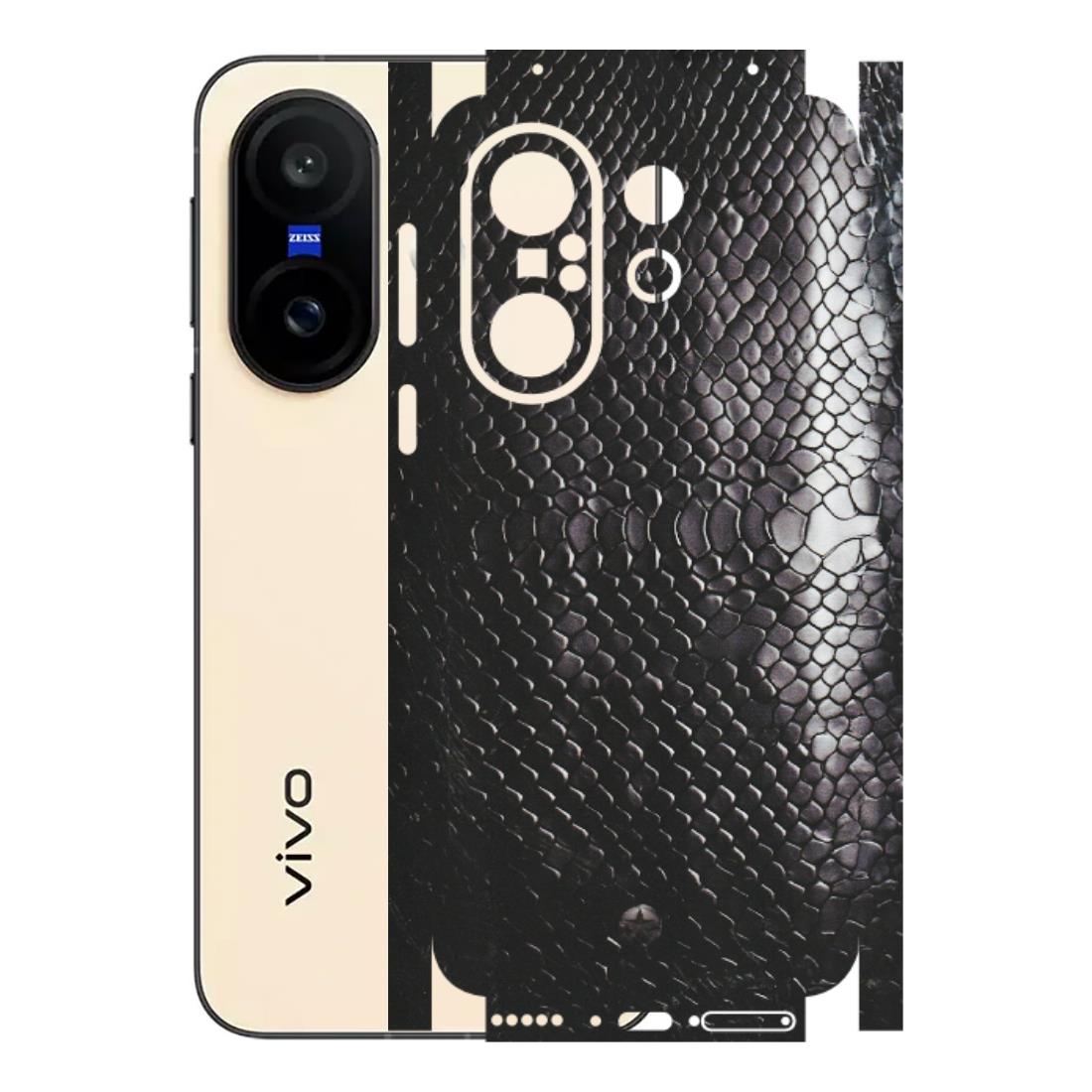 VIVO Z/V/X/T/U/S Series Phone Skins (All Models) - Black Snack Leather - Matte Finish (M-147) Vivo X200 FE