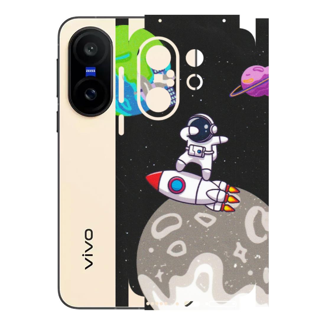 VIVO Z/V/X/T/U/S Series Phone Skins (All Models) - Astronaut Vibing Toon Running - Matte Finish (M-39) Vivo X200 FE