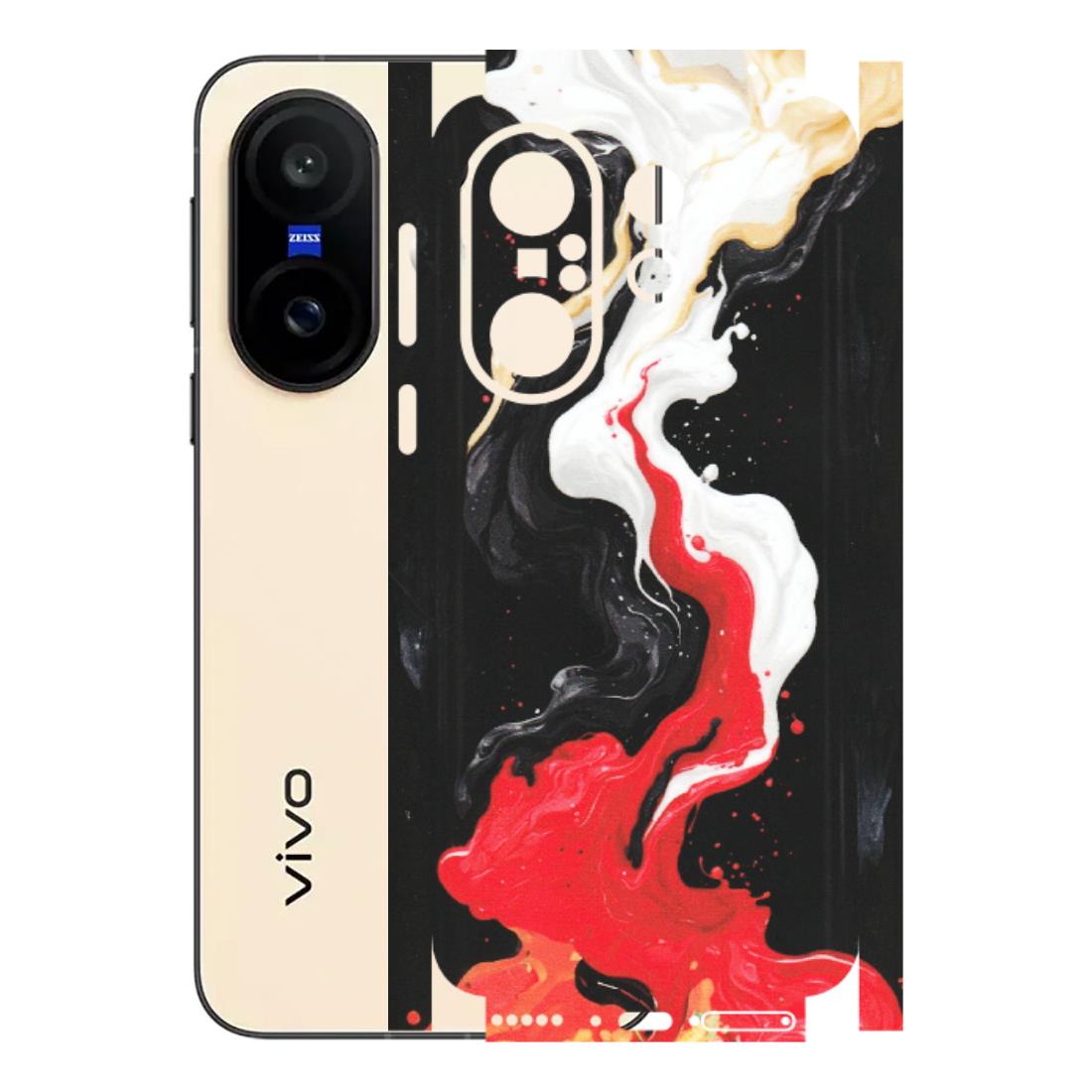 VIVO Z/V/X/T/U/S Series Phone Skins (All Models) - Black Red White Paint Splash Fusion - Matte Finish (M-56) Vivo X200 FE