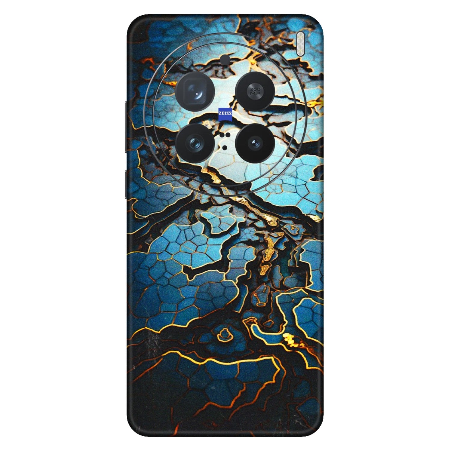 VIVO Z/V/X/T/U/S Series Phone Skins (All Models) - Blue Gold Abstract - 3D Embossed Finish (L-11) Vivo X200 Pro (5G)