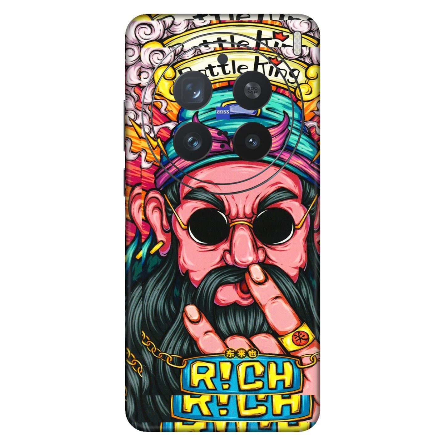 VIVO Z/V/X/T/U/S Series Phone Skins (All Models) - Battle King Dude Face - 3D Embossed Finish (L-178) Vivo X200 Pro (5G)