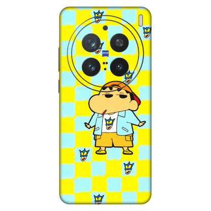 VIVO Z/V/X/T/U/S Series Phone Skins (All Models) - Yellow Blue Shinchan Cute - 3D Embossed Finish (L-221) Vivo X200 Pro (5G)