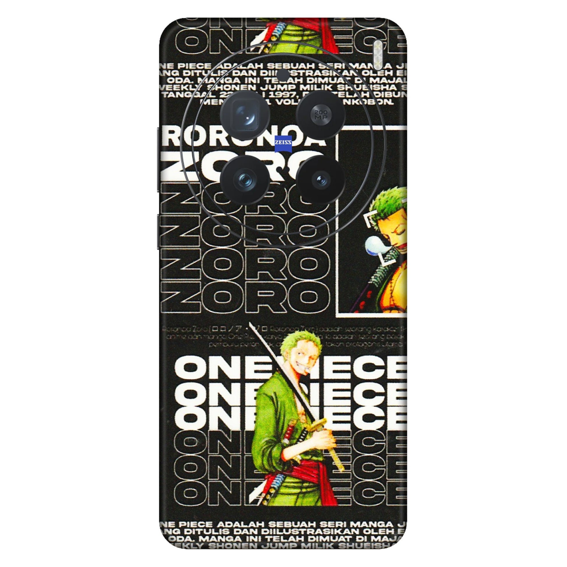 VIVO Z/V/X/T/U/S Series Phone Skins (All Models) - One Piece Zoro - 3D Embossed Finish (L-250) Vivo X200 Pro (5G)