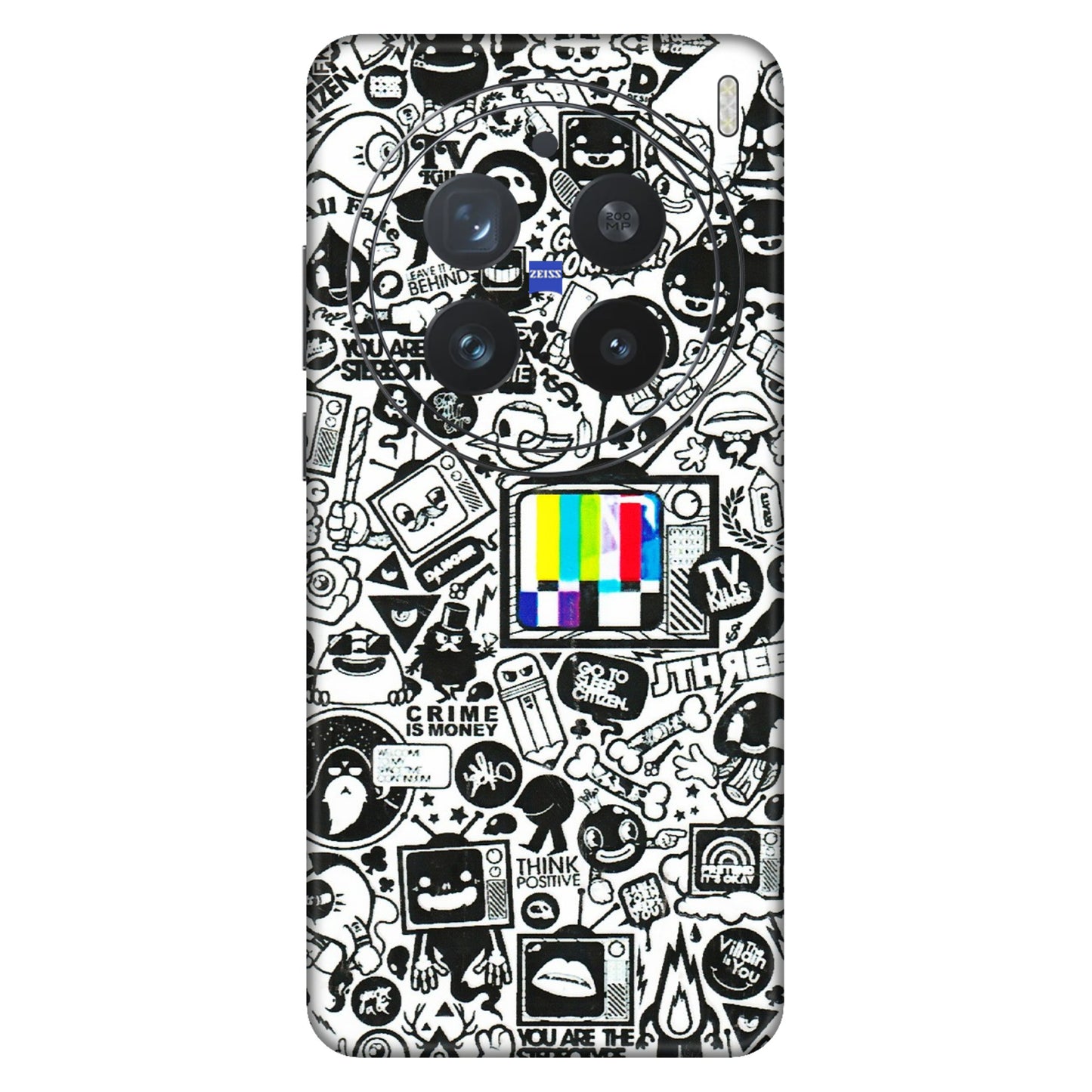 VIVO Z/V/X/T/U/S Series Phone Skins (All Models) - Doodles Positive Art - 3D Embossed Finish (L-263) Vivo X200 Pro (5G)