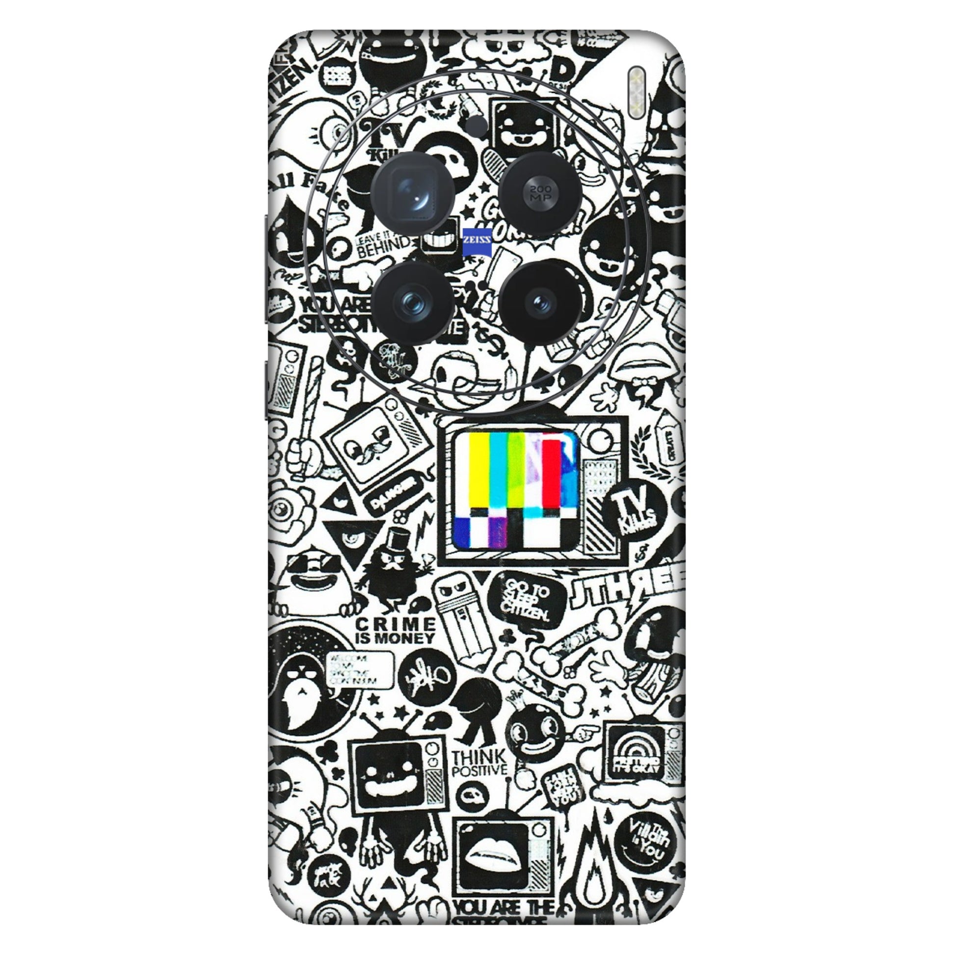 VIVO Z/V/X/T/U/S Series Phone Skins (All Models) - Doodles Positive Art - 3D Embossed Finish (L-263) Vivo X200 Pro (5G)