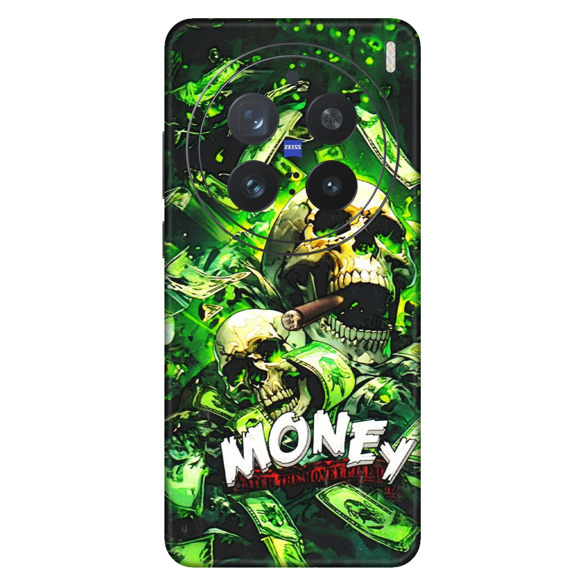 VIVO Z/V/X/T/U/S Series Phone Skins (All Models) - Skull Money - 3D Embossed Finish (L-303) Vivo X200 Pro (5G)