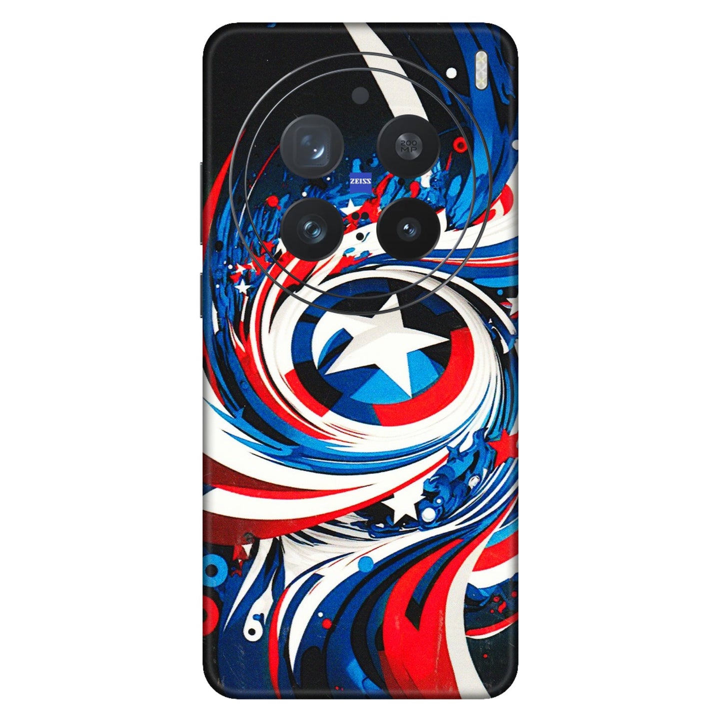 VIVO Z/V/X/T/U/S Series Phone Skins (All Models) - Captain America Logo - 3D Embossed Finish (L-307) Vivo X200 Pro (5G)