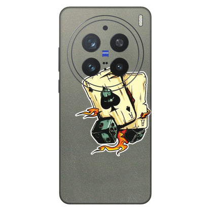 VIVO Z/V/X/T/U/S Series Phone Skins (All Models) - Grey Cards Of Ace - 3D Embossed Finish (L-77) Vivo X200 Pro (5G)