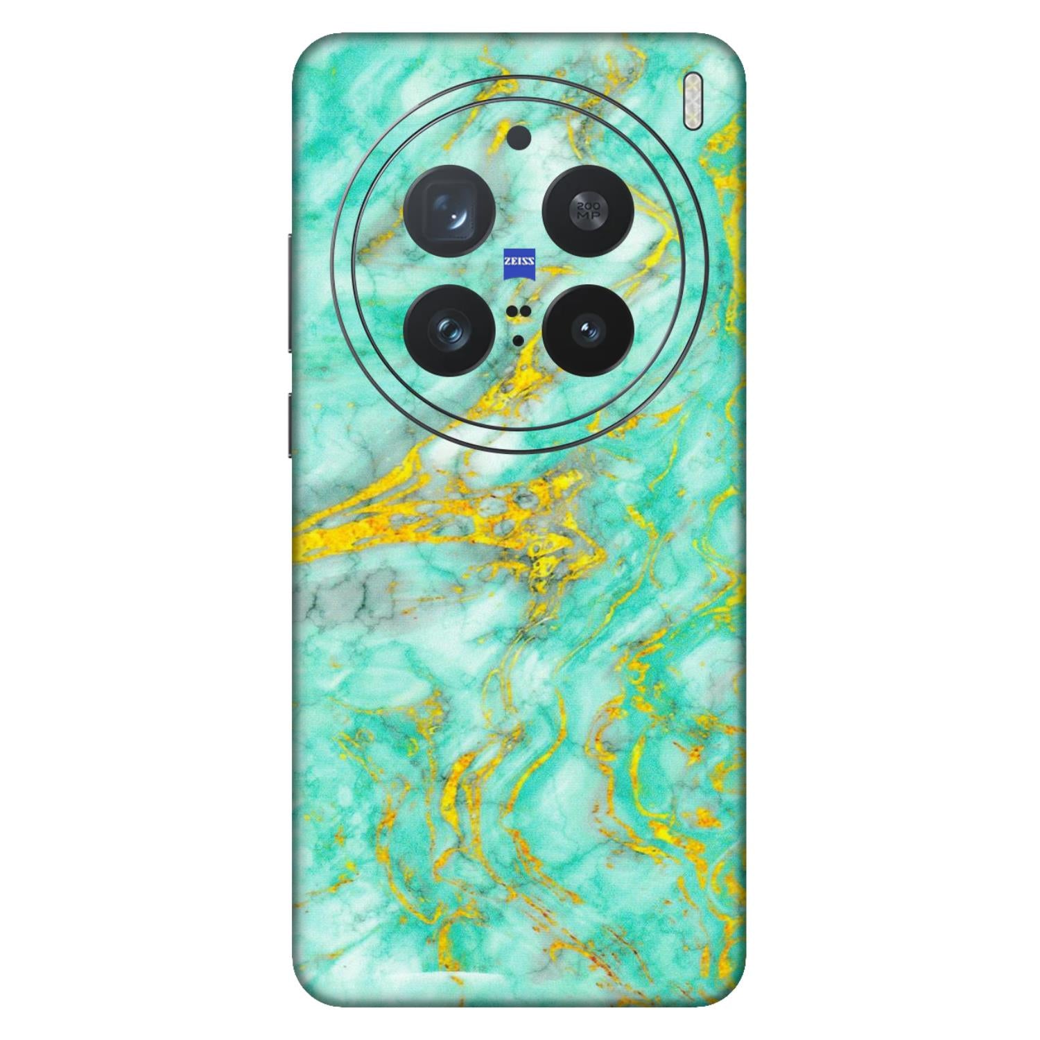 VIVO Z/V/X/T/U/S Series Phone Skins (All Models) - Green And Gold Marble Feel - Matte Finish (M-16) Vivo X200 Pro (5G)