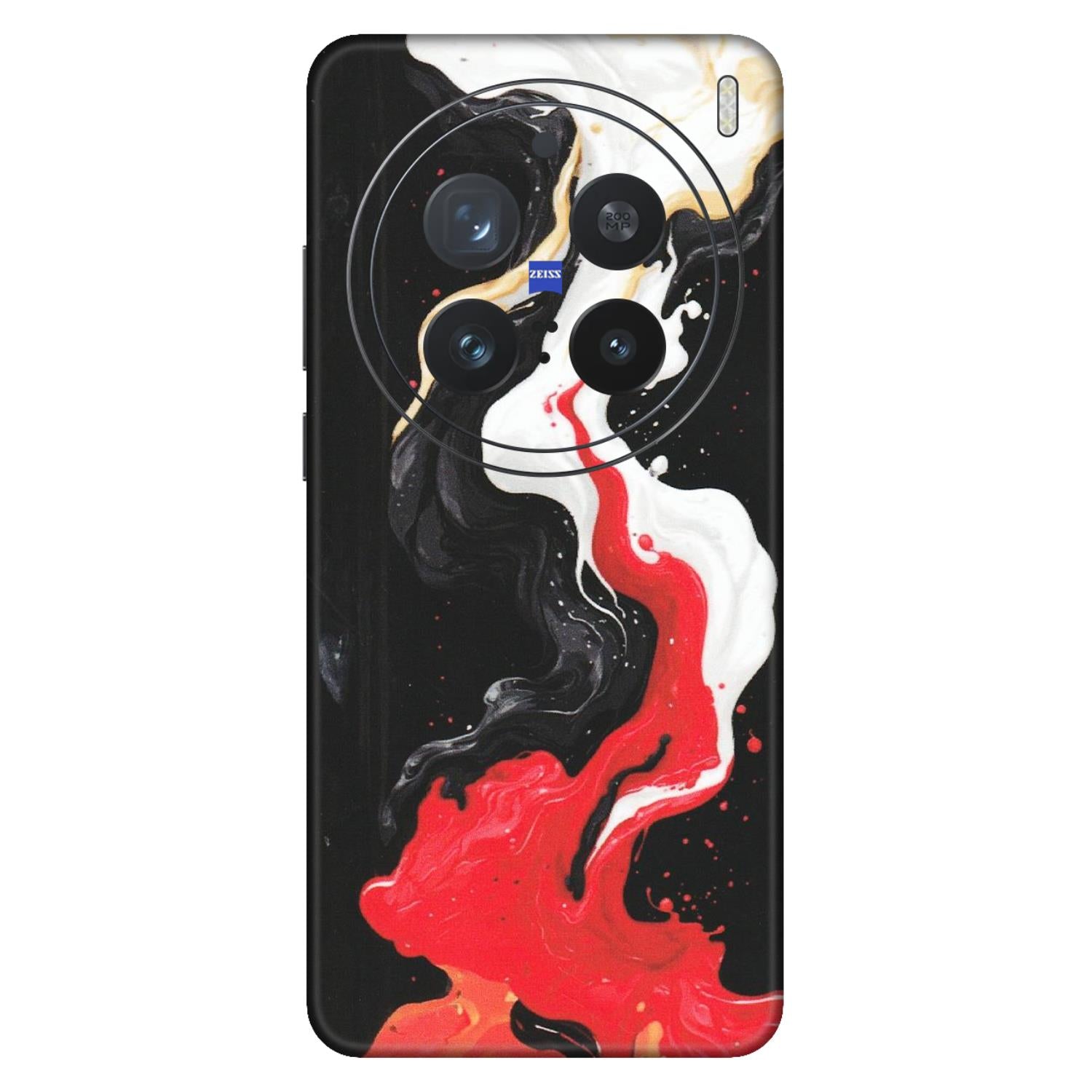 VIVO Z/V/X/T/U/S Series Phone Skins (All Models) - Black Red White Paint Splash Fusion - Matte Finish (M-56) Vivo X200 Pro (5G)