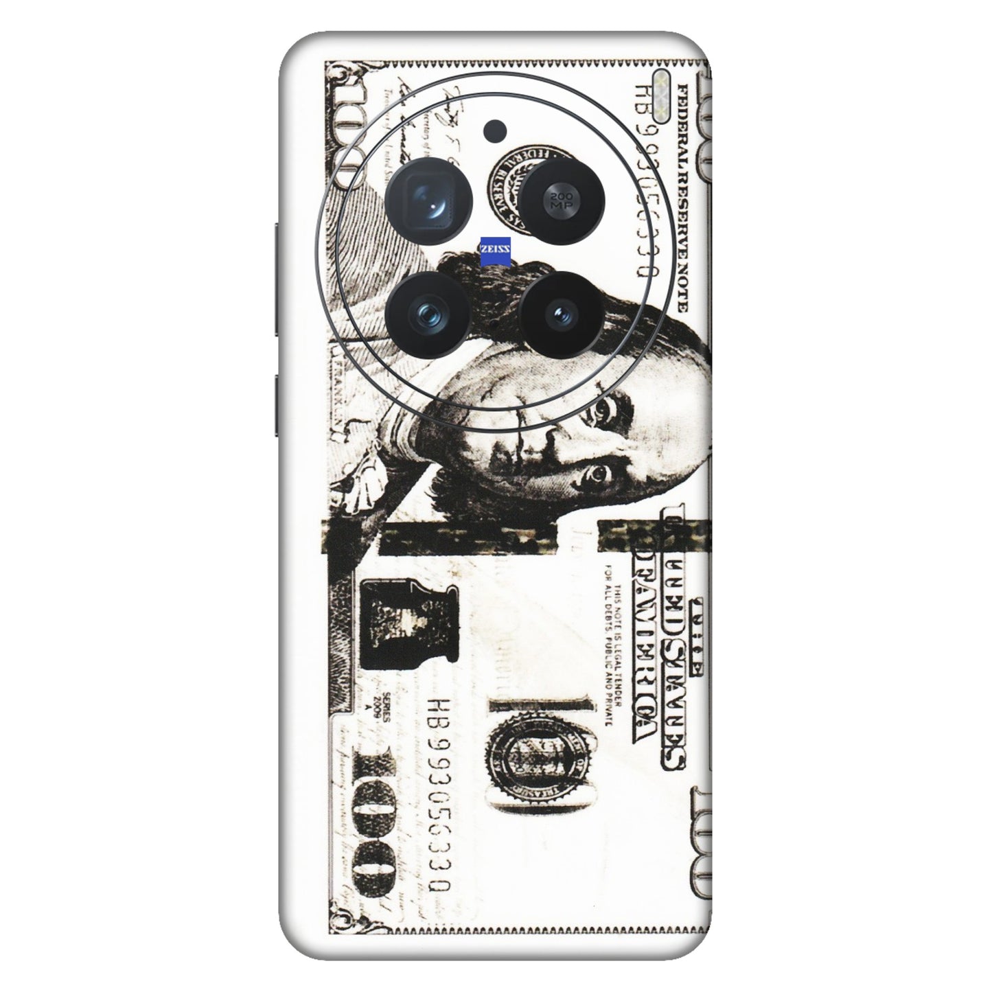 VIVO Z/V/X/T/U/S Series Phone Skins (All Models) - 100 Dollar Currency - Transparent Finish (T-01) Vivo X200 Pro (5G)