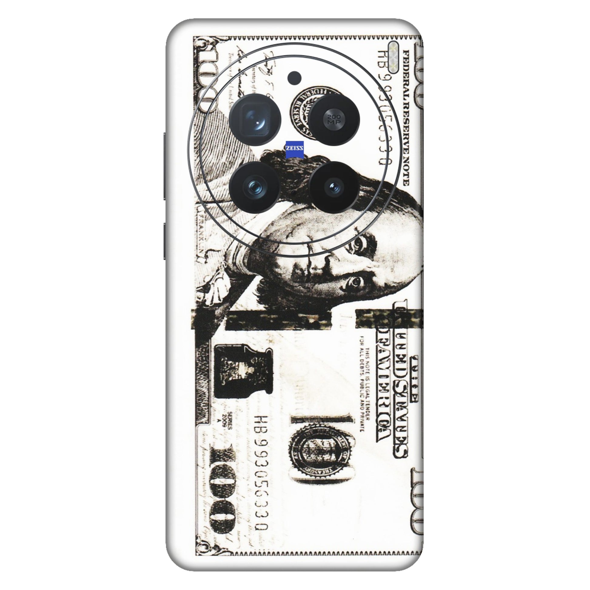 VIVO Z/V/X/T/U/S Series Phone Skins (All Models) - 100 Dollar Currency - Transparent Finish (T-01) Vivo X200 Pro (5G)