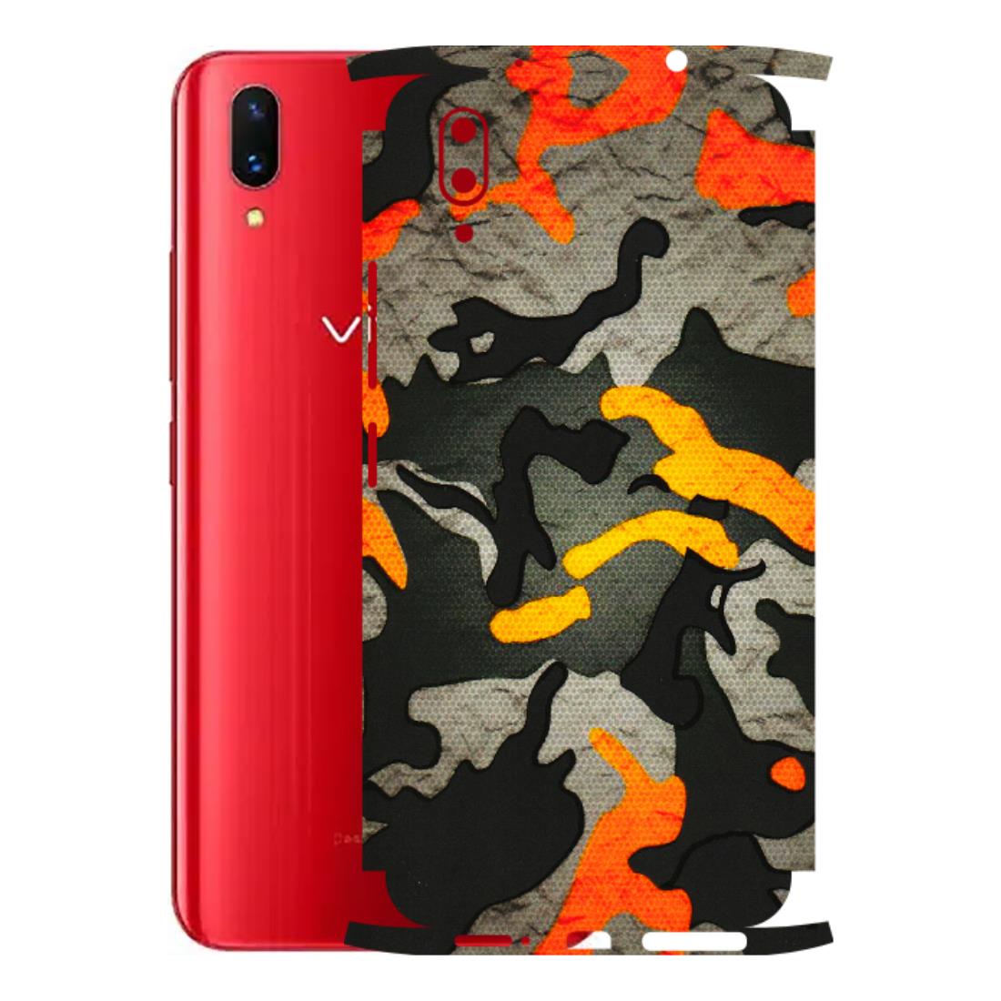 VIVO Z/V/X/T/U/S Series Phone Skins (All Models) - Orange Camouflage - 3D Embossed Finish (L-204) Vivo X21