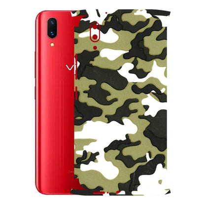 VIVO Z/V/X/T/U/S Series Phone Skins (All Models) - Camouflages White And Green - 3D Embossed Finish (L-243) Vivo X21