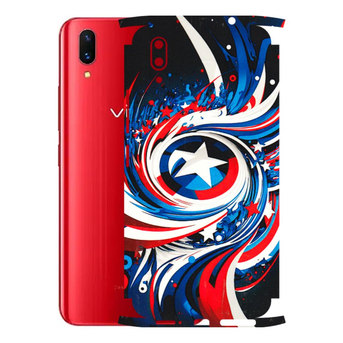 VIVO Z/V/X/T/U/S Series Phone Skins (All Models) - Captain America Logo - 3D Embossed Finish (L-307) Vivo X21