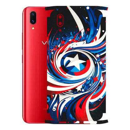 VIVO Z/V/X/T/U/S Series Phone Skins (All Models) - Captain America Logo - 3D Embossed Finish (L-307) Vivo X21