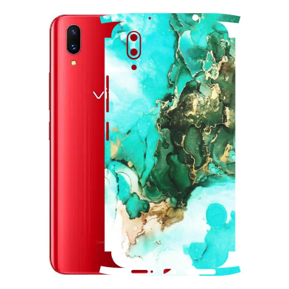 VIVO Z/V/X/T/U/S Series Phone Skins (All Models) - The Blue Gold Marble - Matte Finish (M-124) Vivo X21