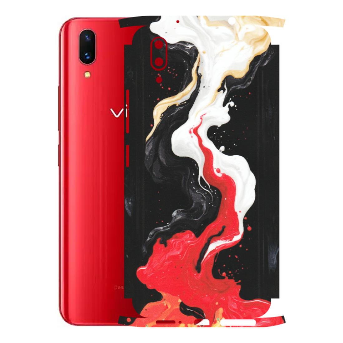 VIVO Z/V/X/T/U/S Series Phone Skins (All Models) - Black Red White Paint Splash Fusion - Matte Finish (M-56) Vivo X21