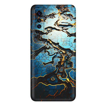 VIVO Z/V/X/T/U/S Series Phone Skins (All Models) - Blue Gold Abstract - 3D Embossed Finish (L-11) Vivo X50