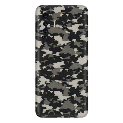 VIVO Z/V/X/T/U/S Series Phone Skins (All Models) - Black/Grey Camoflaunge - 3D Embossed Finish (L-142) Vivo X50