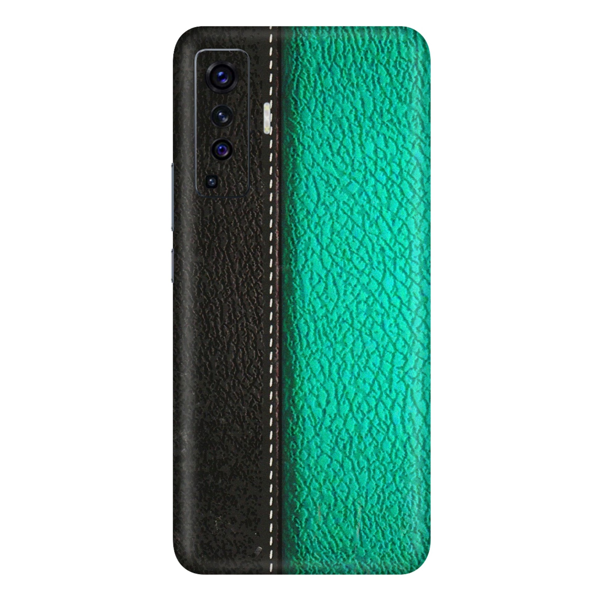 VIVO Z/V/X/T/U/S Series Phone Skins (All Models) - Black Green Dual Leather Stich - 3D Embossed Finish (L-233) Vivo X50