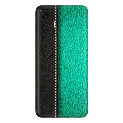 VIVO Z/V/X/T/U/S Series Phone Skins (All Models) - Black Green Dual Leather Stich - 3D Embossed Finish (L-233) Vivo X50