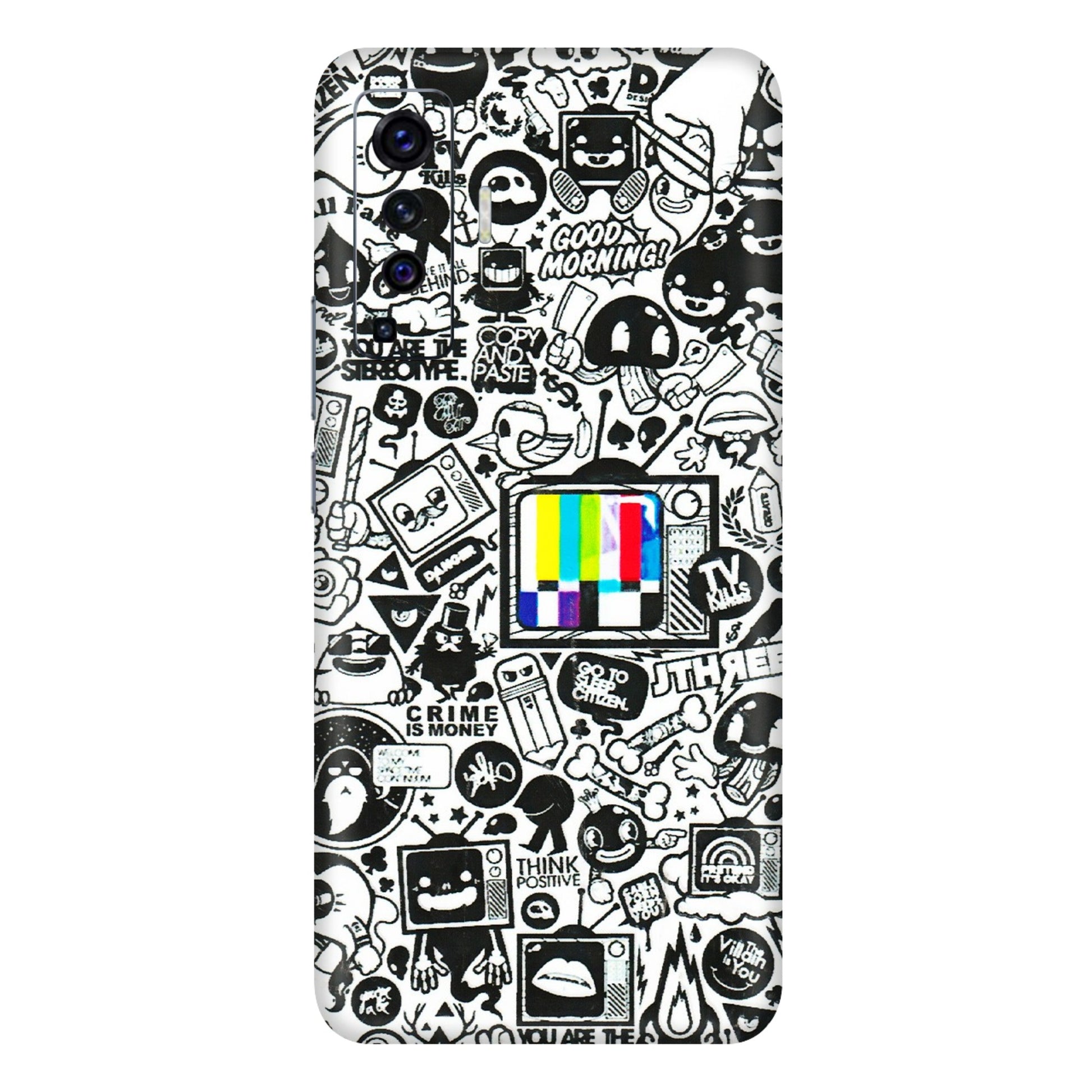 VIVO Z/V/X/T/U/S Series Phone Skins (All Models) - Doodles Positive Art - 3D Embossed Finish (L-263) Vivo X50