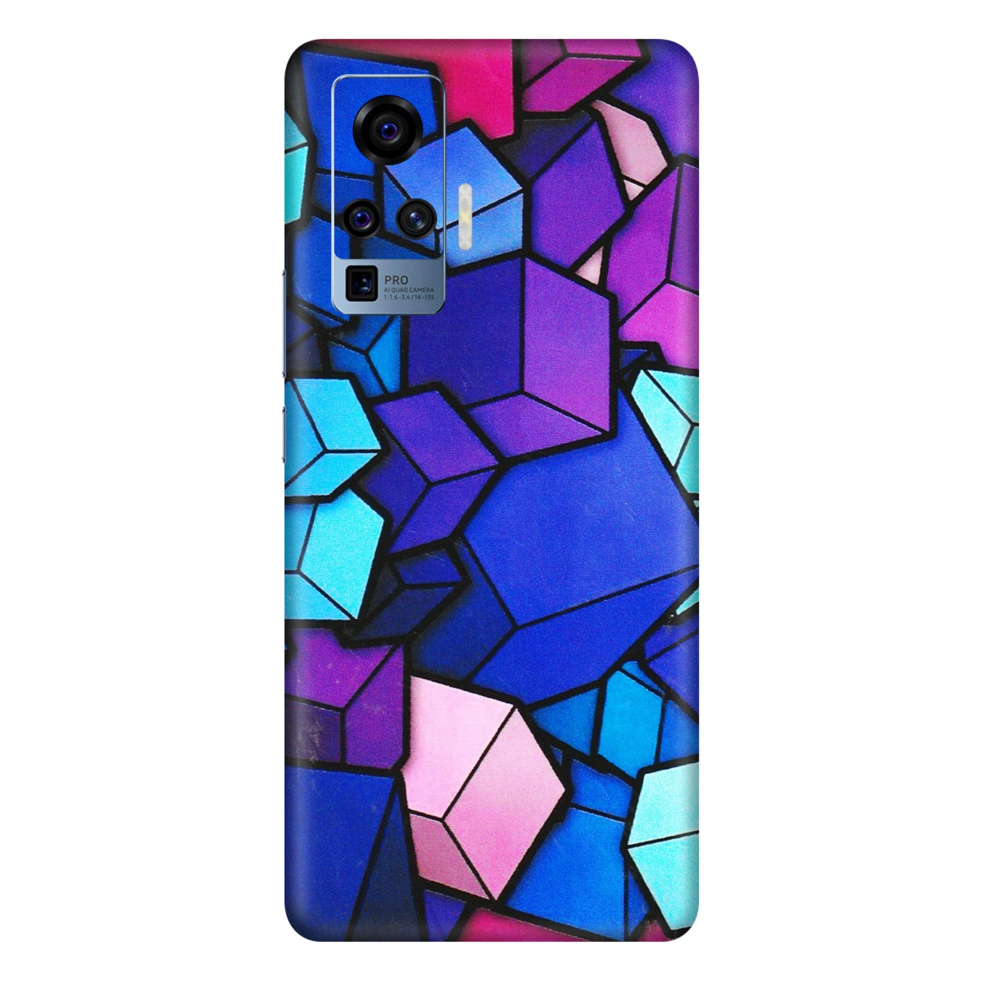 VIVO Z/V/X/T/U/S Series Phone Skins (All Models) - Cube Doodle - 3D Embossed Finish (L-141) Vivo X50 Pro