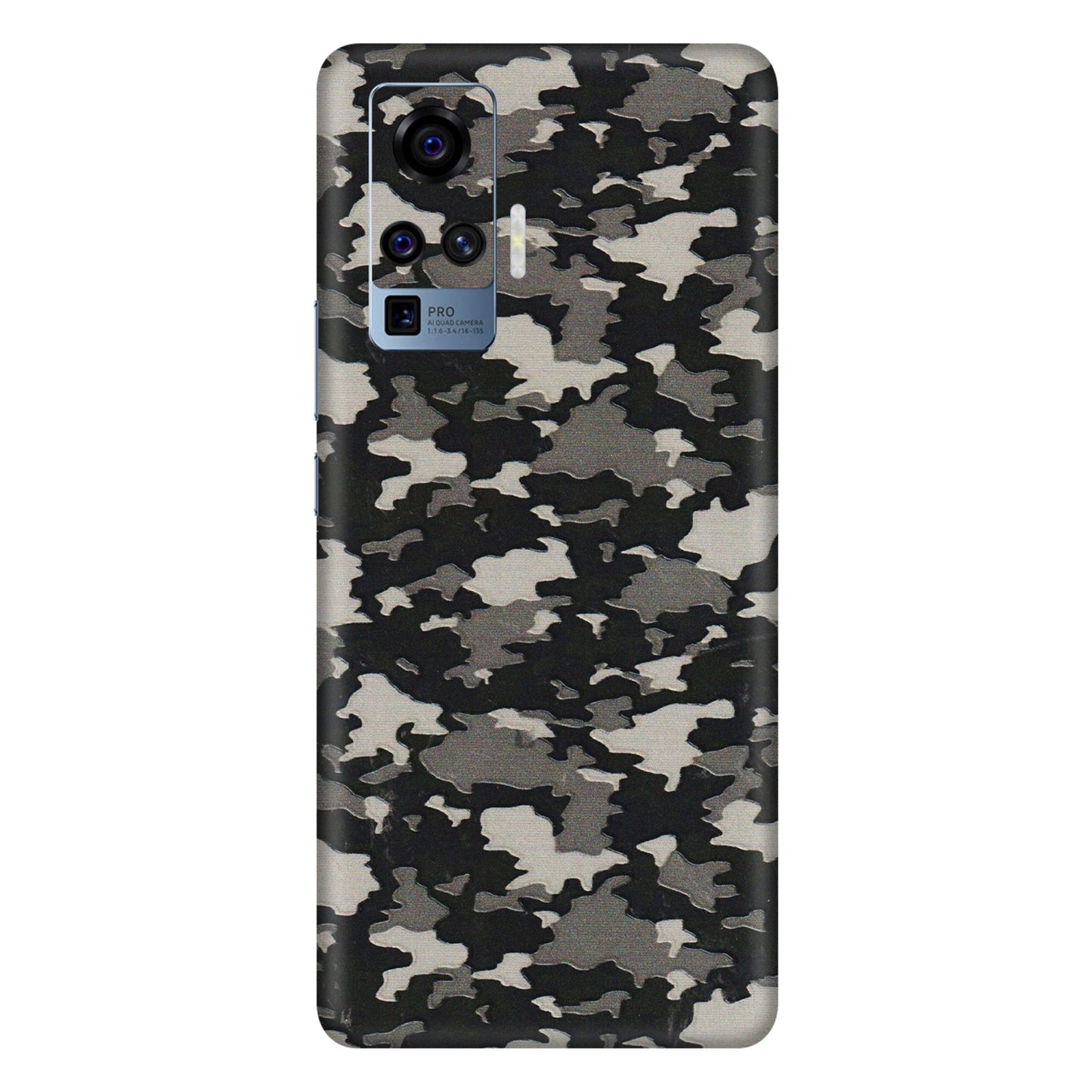 VIVO Z/V/X/T/U/S Series Phone Skins (All Models) - Black/Grey Camoflaunge - 3D Embossed Finish (L-142) Vivo X50 Pro
