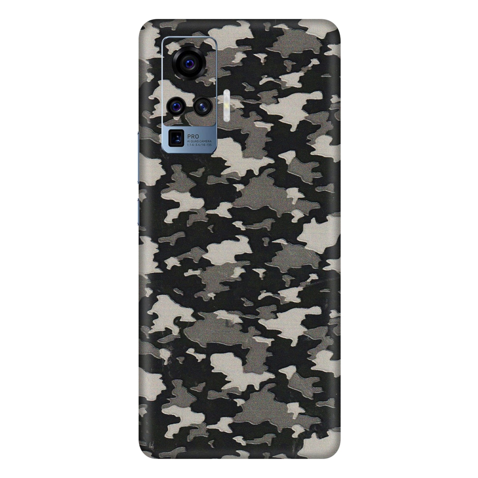 VIVO Z/V/X/T/U/S Series Phone Skins (All Models) - Black/Grey Camoflaunge - 3D Embossed Finish (L-142) Vivo X50 Pro