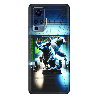 VIVO Z/V/X/T/U/S Series Phone Skins (All Models) - Stock Market Sensex Bear vs Bulls - 3D Embossed Finish (L-15) Vivo X50 Pro