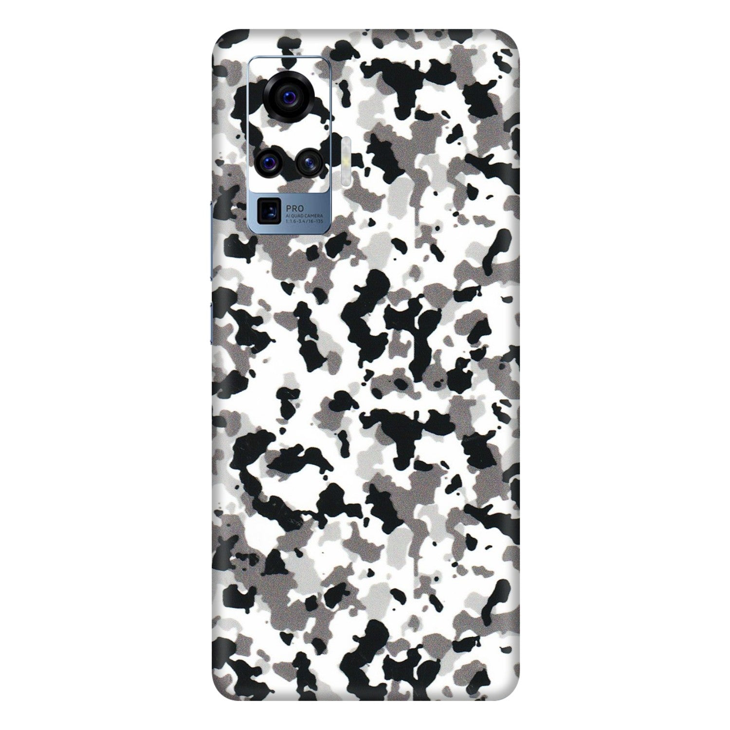 VIVO Z/V/X/T/U/S Series Phone Skins (All Models) - White Black Camouflage - 3D Embossed Finish (L-18) Vivo X50 Pro