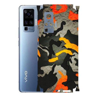 VIVO Z/V/X/T/U/S Series Phone Skins (All Models) - Orange Camouflage - 3D Embossed Finish (L-204) Vivo X50 Pro