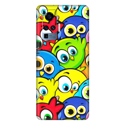 VIVO Z/V/X/T/U/S Series Phone Skins (All Models) - Cute Fluffy Birds - 3D Embossed Finish (L-213) Vivo X50 Pro