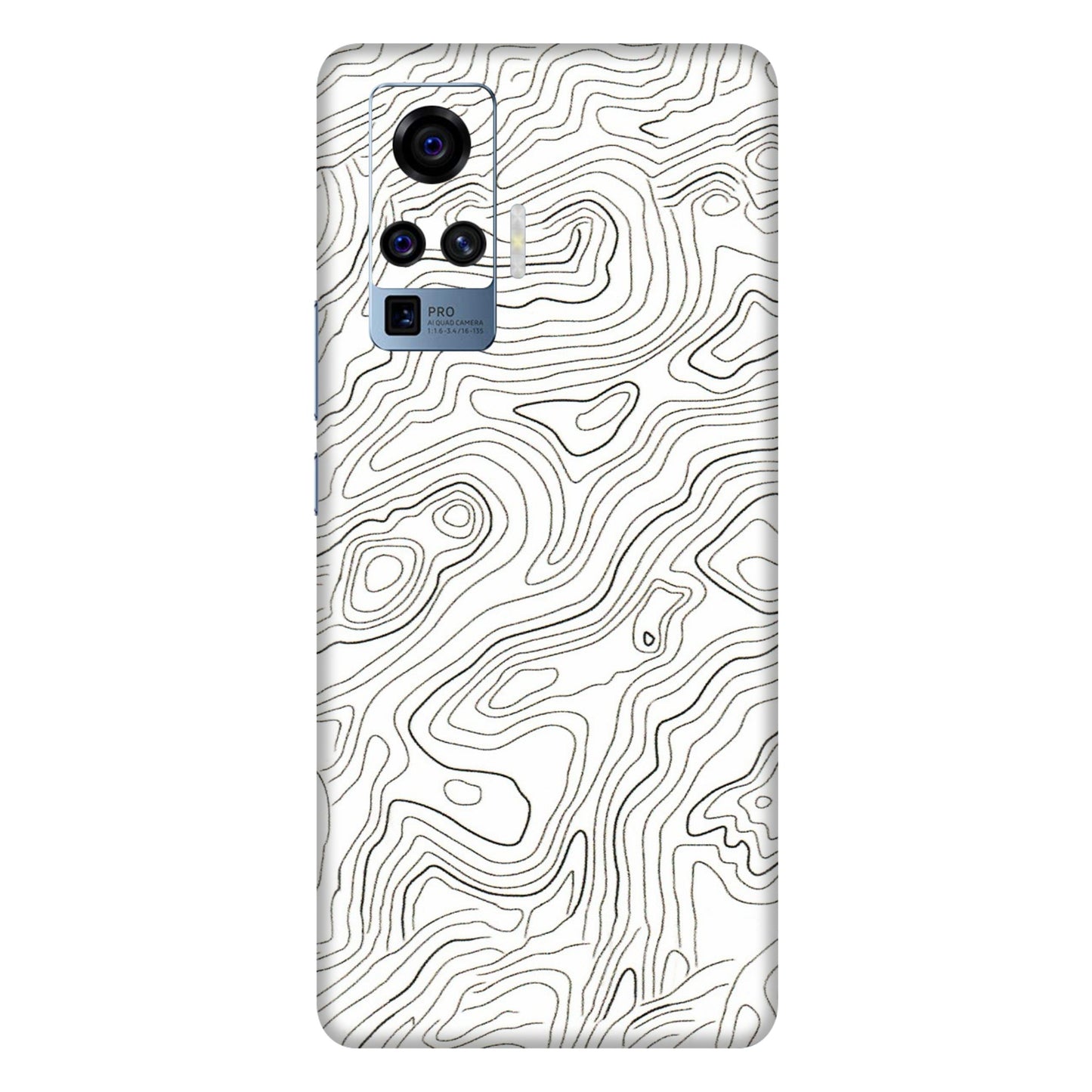 VIVO Z/V/X/T/U/S Series Phone Skins (All Models) - White Black Swirls - 3D Embossed Finish (L-219) Vivo X50 Pro
