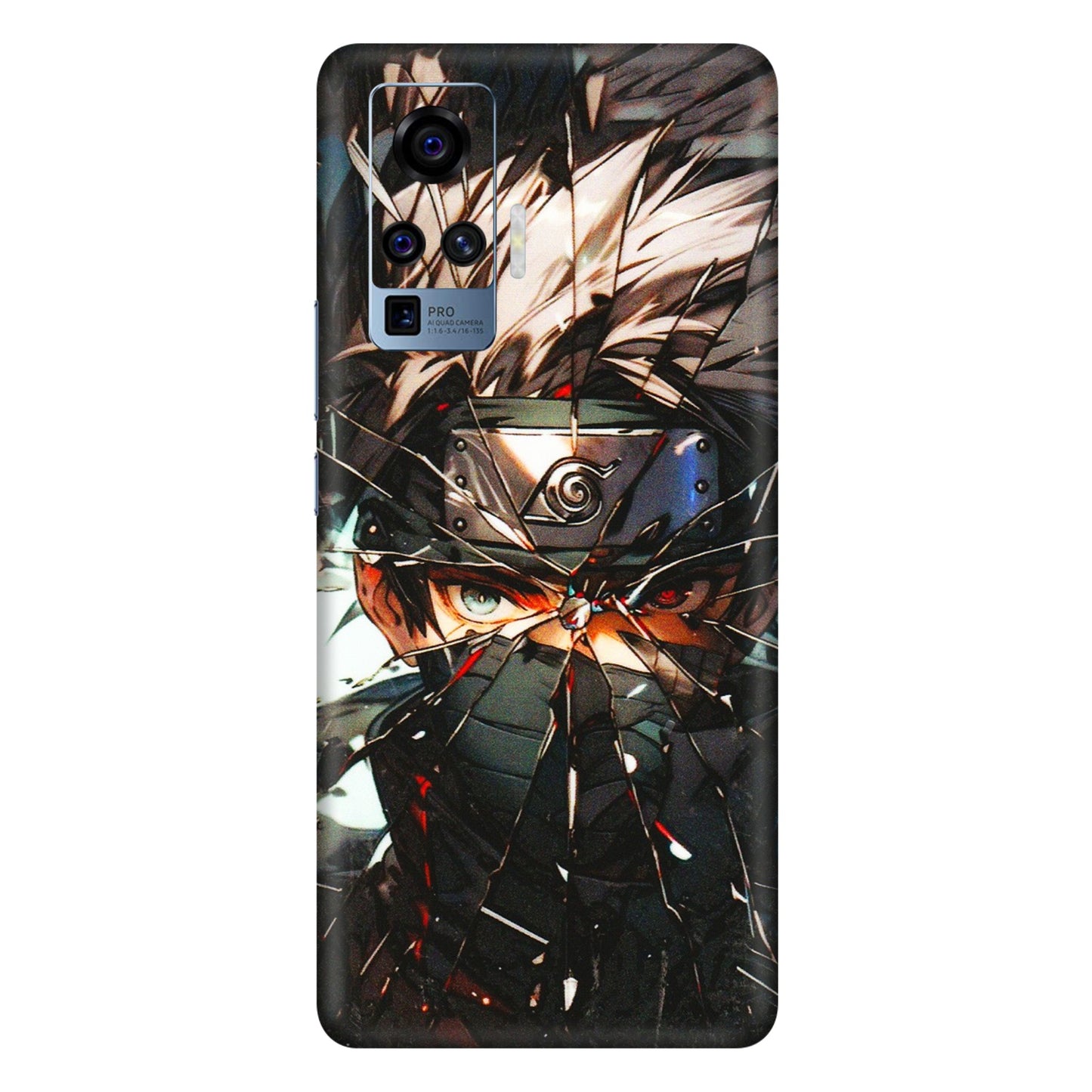 VIVO Z/V/X/T/U/S Series Phone Skins (All Models) - Kakashi Shattered Glass Effect - 3D Embossed Finish (L-237) Vivo X50 Pro