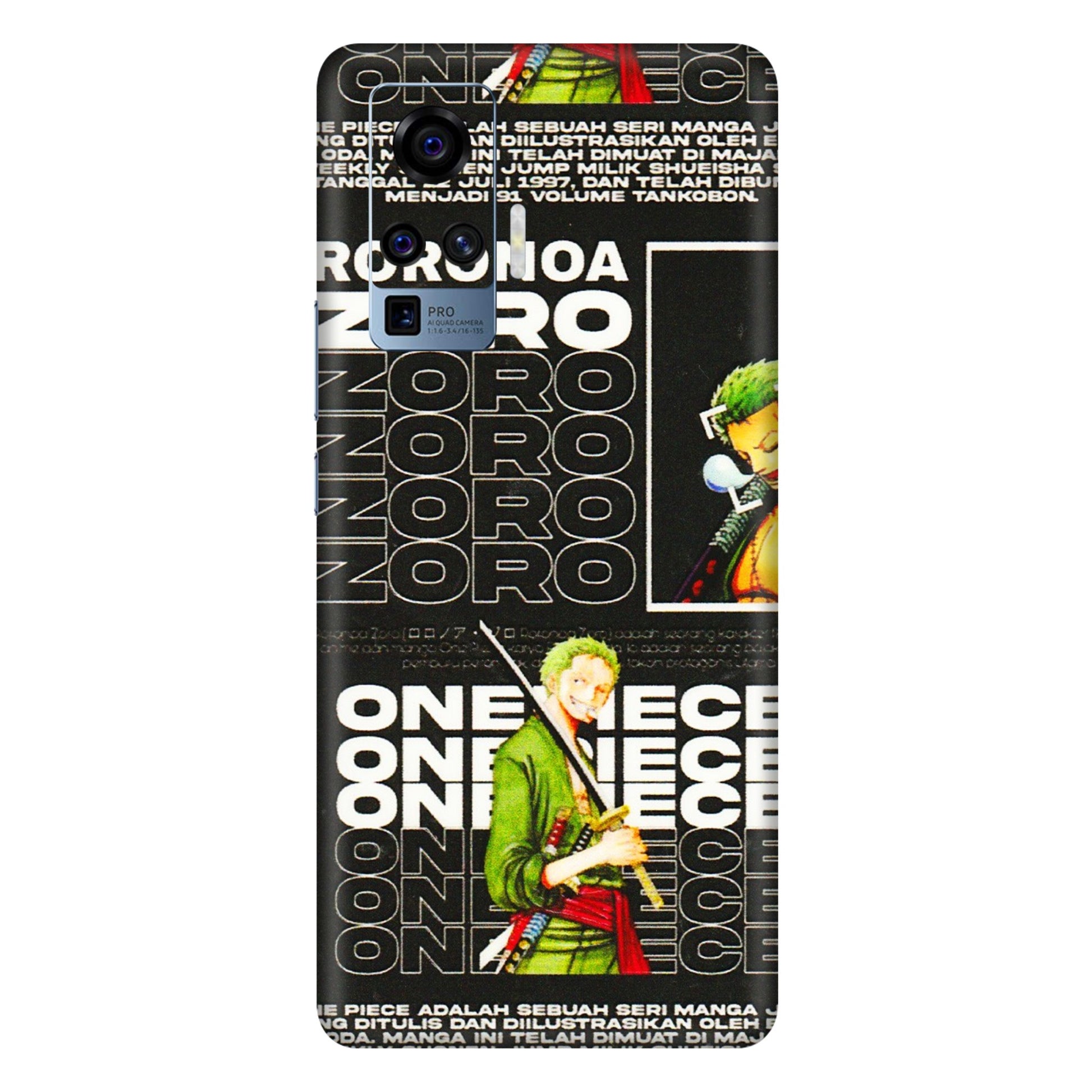 VIVO Z/V/X/T/U/S Series Phone Skins (All Models) - One Piece Zoro - 3D Embossed Finish (L-250) Vivo X50 Pro