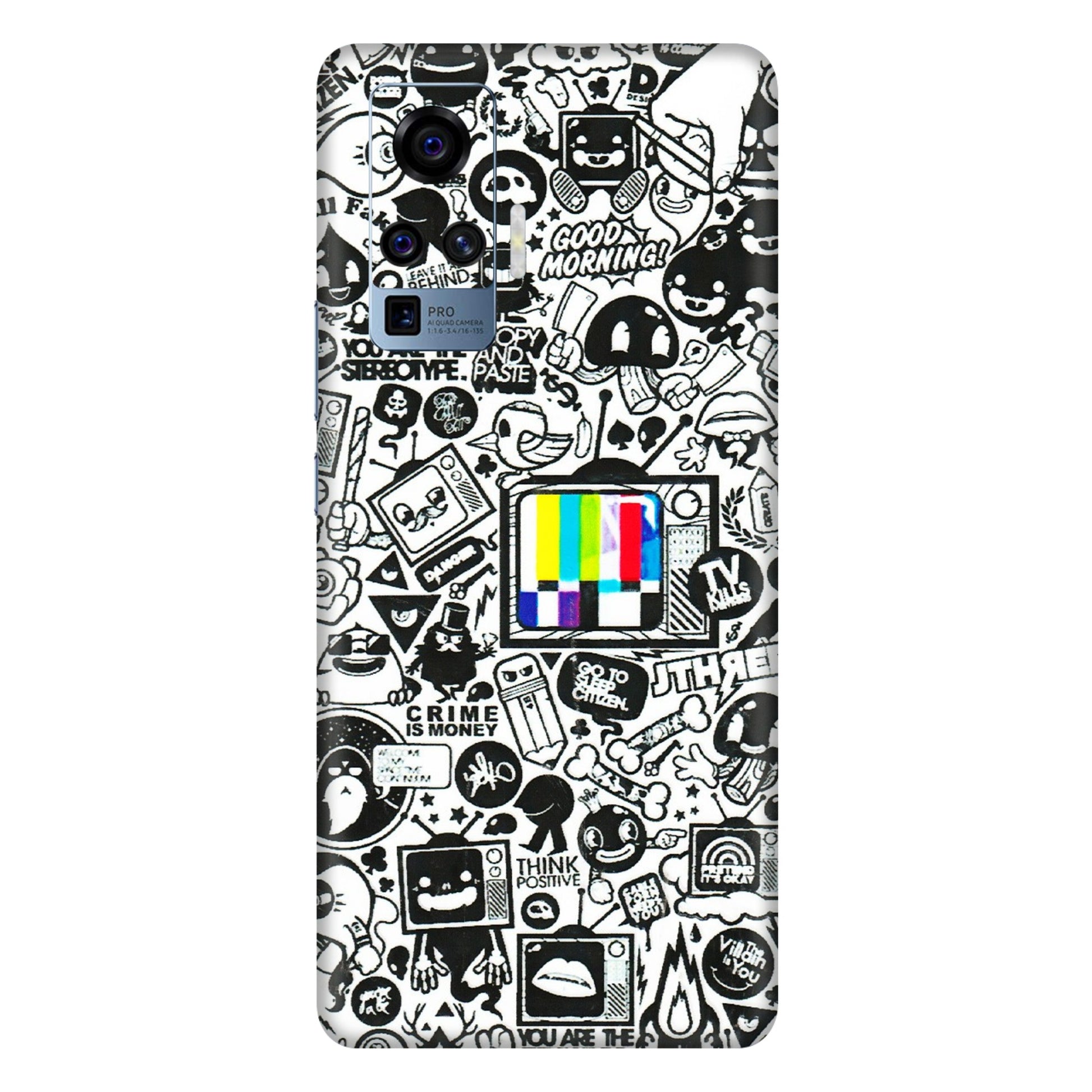 VIVO Z/V/X/T/U/S Series Phone Skins (All Models) - Doodles Positive Art - 3D Embossed Finish (L-263) Vivo X50 Pro