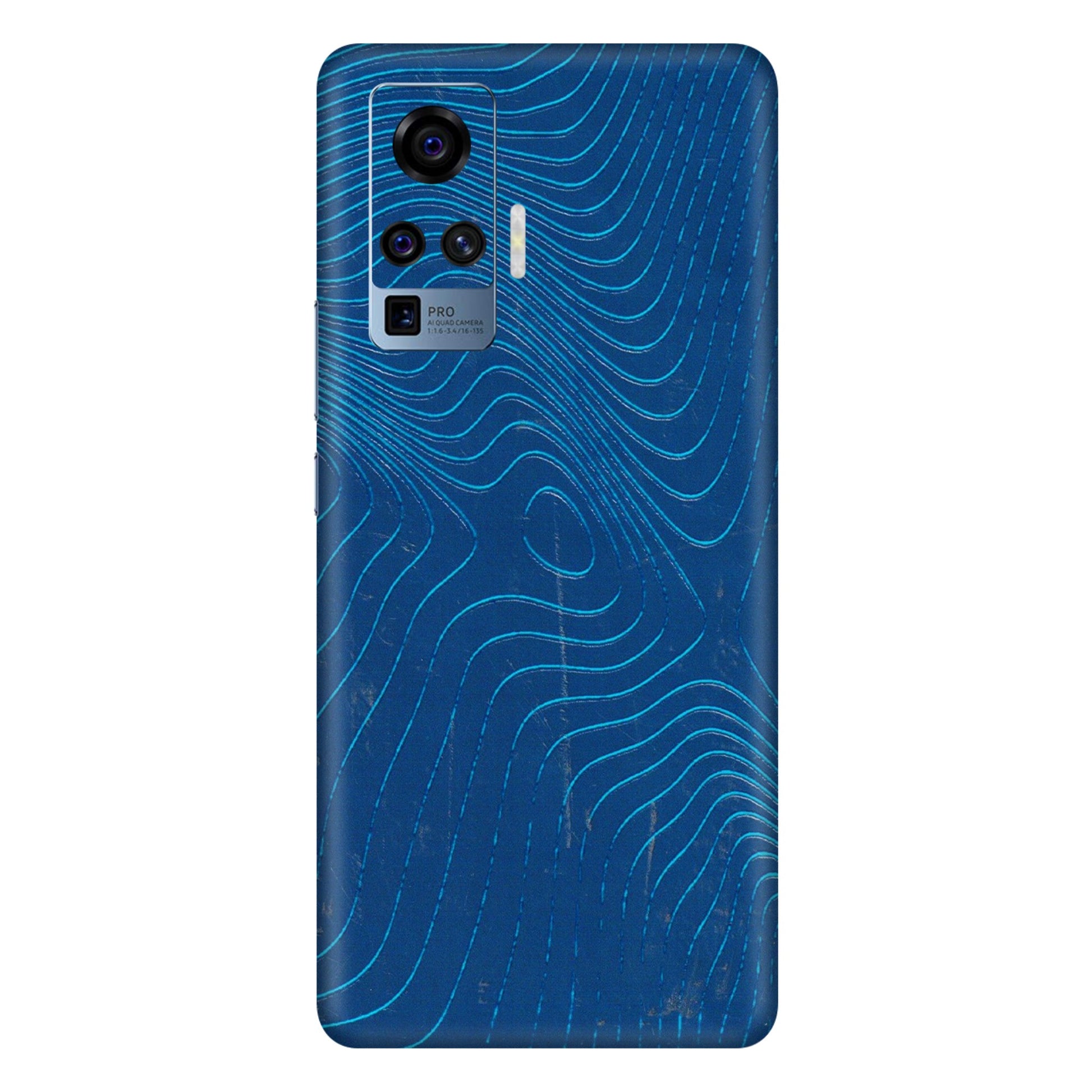 VIVO Z/V/X/T/U/S Series Phone Skins (All Models) - Abstract Blue Line Map - 3D Embossed Finish (L-272) Vivo X50 Pro