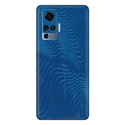 VIVO Z/V/X/T/U/S Series Phone Skins (All Models) - Abstract Blue Line Map - 3D Embossed Finish (L-272) Vivo X50 Pro