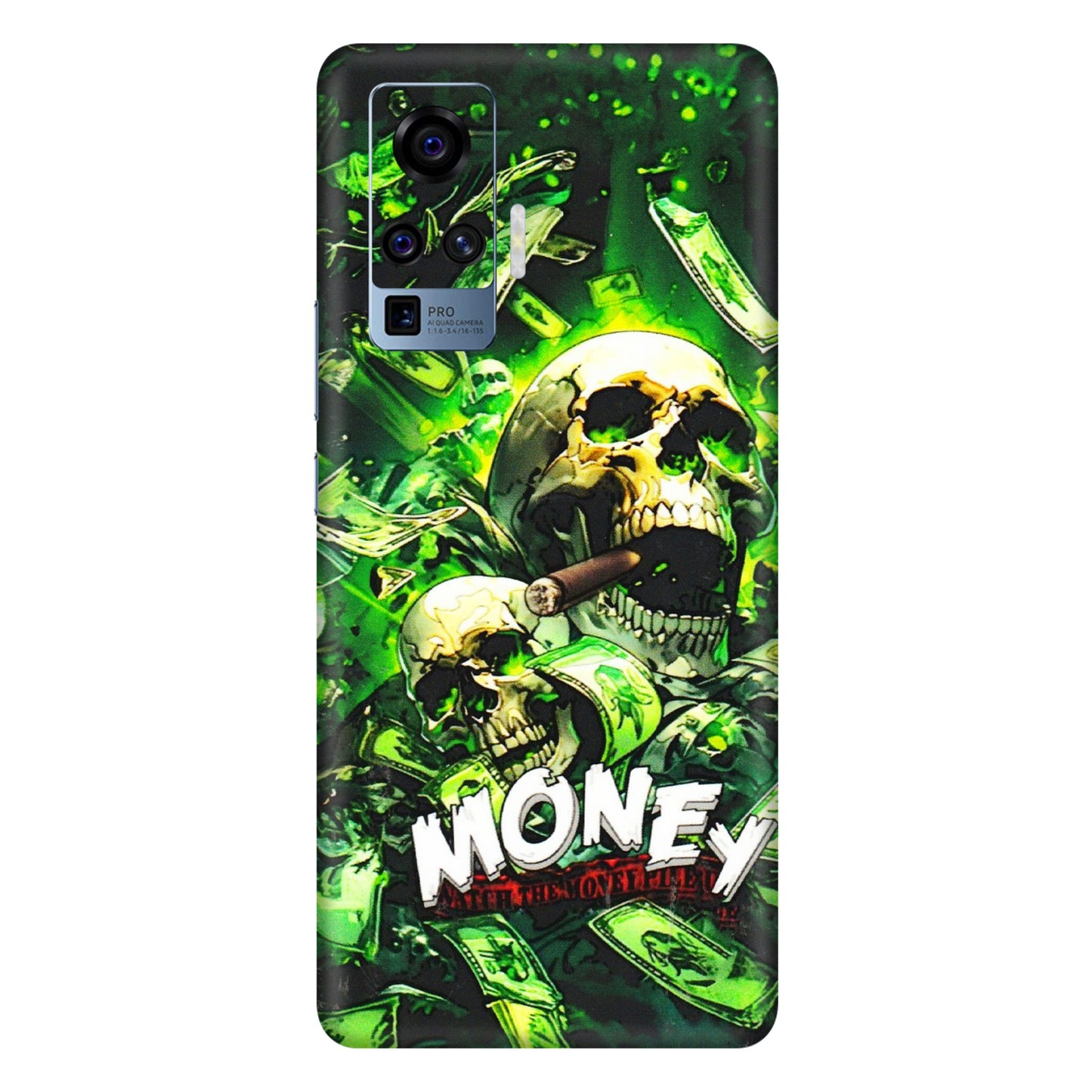 VIVO Z/V/X/T/U/S Series Phone Skins (All Models) - Skull Money - 3D Embossed Finish (L-303) Vivo X50 Pro