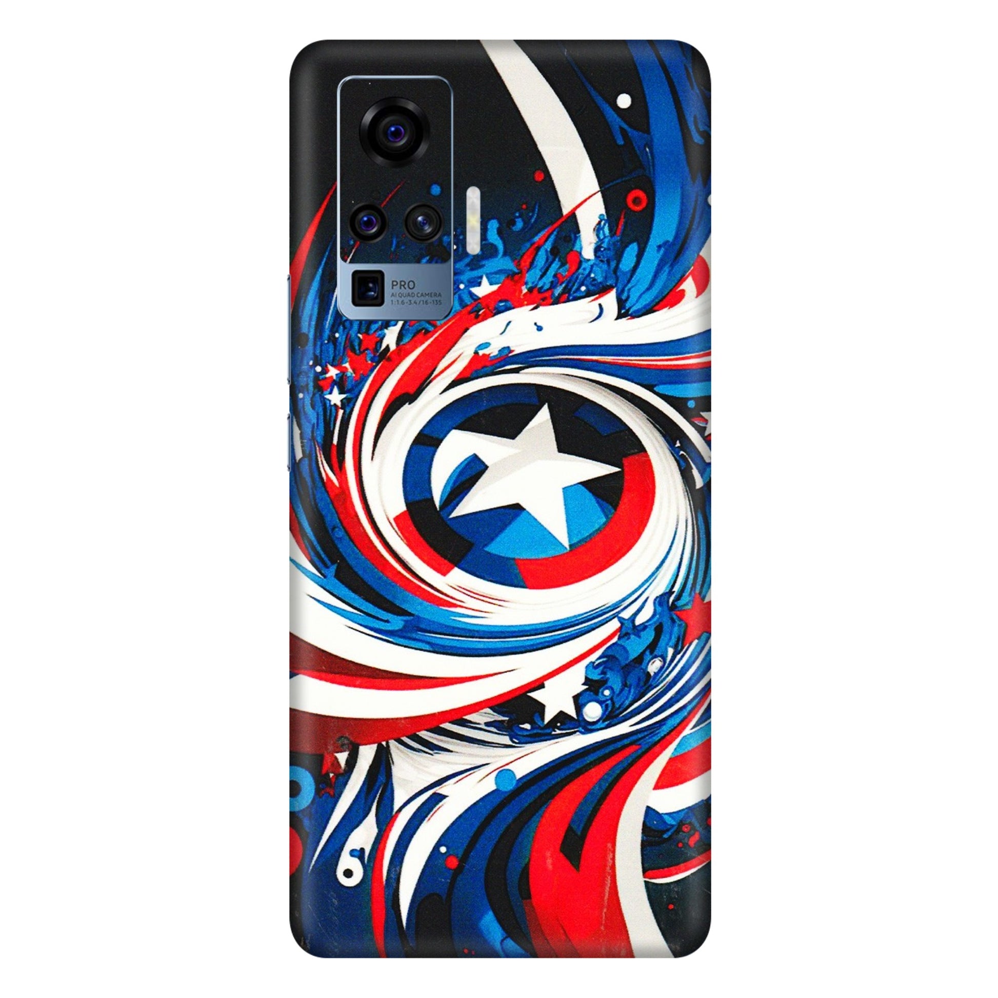 VIVO Z/V/X/T/U/S Series Phone Skins (All Models) - Captain America Logo - 3D Embossed Finish (L-307) Vivo X50 Pro