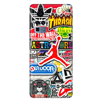VIVO Z/V/X/T/U/S Series Phone Skins (All Models) - Multi Brands Sticker Graffiti - 3D Embossed Finish (L-37) Vivo X50 Pro