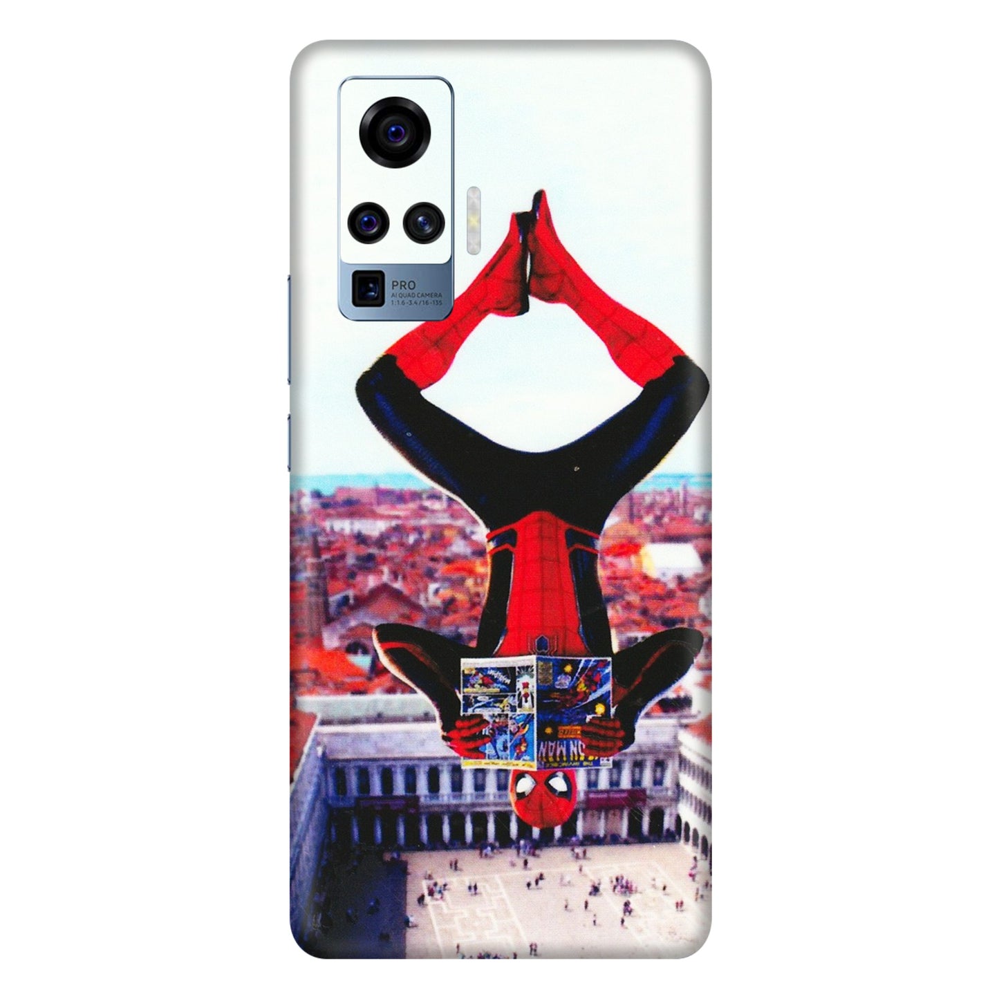 VIVO Z/V/X/T/U/S Series Phone Skins (All Models) - Spiderman Hanging - 3D Embossed Finish (L-53) Vivo X50 Pro